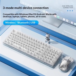 Transparent Crystal Wireless <b>Keyboard</b> Mouse Combo Ice Keycap Mute Mechanical Feeling <b>Keyboard</b> Set For Laptop Desktop - Product Image 2