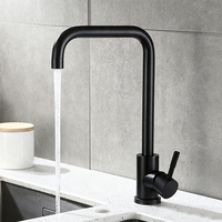 Robinet de cuisine moderne en acier inoxydable noir mat, à levier unique, pour eau chaude et froide, à poser sur le plan de travail