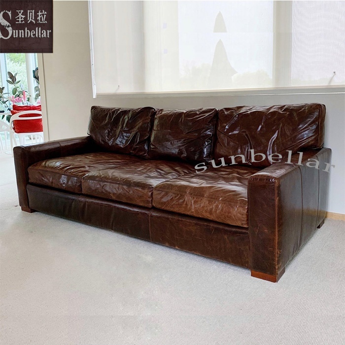 Sala de muebles de sala de juegos de sofá de cuero vintage de lujo nube sofá rh estilo