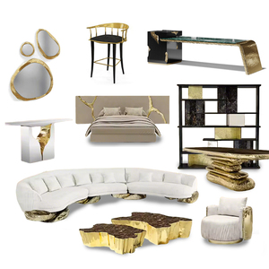 Sillón Moderno y Exclusivo con Estructura de Latón, Tapizado en Tela de Terciopelo y Cuero, para Sala de Estar de Villas de <span class=keywords><strong>Alta</strong></span> Gama - Product Image 4