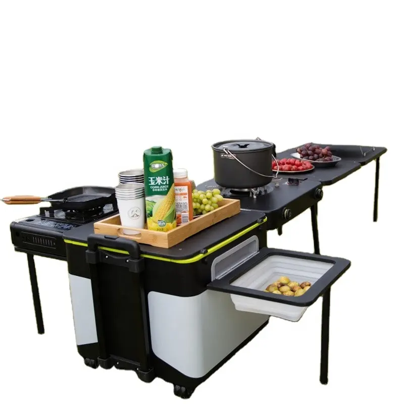 Action Kitchen Outdoor Camping der zweiten Generation Tragbarer integrierter Herd Kleine Küchen box Camping Selbst fahrende Ausrüstung