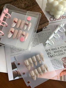 Mini A8 3 anillos carpeta cubierta hoja suelta carpeta bolsillo cuaderno bolsa sobre para tarjetas fotos Colección de uñas postizas - Product Image 5