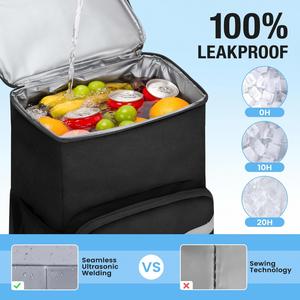 Large Soft Cooler Bag <b>Insulated</b> <b>Lunch</b> <b>Box</b> Backpack with Zippered Dispensing Lid Outdoor for Campus Girl Thermal Food Solar Panel - Product Image 5