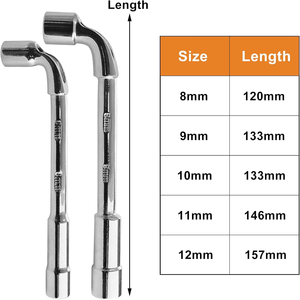 Clé à écrous de roue métrique biseautée 8-19 mm, clé à <span class=keywords><strong>douille</strong></span> hexagonale à double tête en L, à extrémité ouverte - Product Image 5