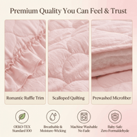 Ensemble de couette en microfibre HONI, couvre-lits légers, couvre-lits réversibles, couvre-lits rétro, ensemble de literie, couettes toutes saisons - Rose clair