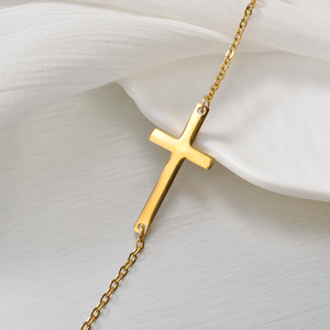 Stainless Steel Unisex <b>Couple</b> <b>Bracelet</b> with Cross Pendant Trendy Custom Kit for Anniversary Occasion - Product Image 1