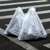 Sac en plastique réutilisable en PE avec poignée, imprimé numériquement, personnalisé, blanc, pour le shopping