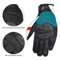 Gants de moto en cuir véritable, pour motocyclette, gantelets en cuir véritable, complet, blanc et rouge, pour randonnée à l'extérieur, 3mm, EVA plat