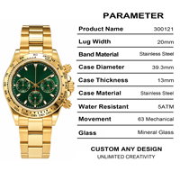 Maßgefertigte Modische Chronograph Automatik-Mechanische Uhr 50M Wasserdicht 20mm Kuhlederarmband Synthetisches Saphirglas 40mm