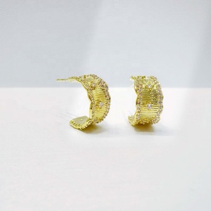 wholesale plata 925 sterling silver cc 18k gold polish <b>earring</b> fashion geometric luxury western ladies korean <b>fine</b> <b>stud</b> <b>earrings</b> - Product Image 2