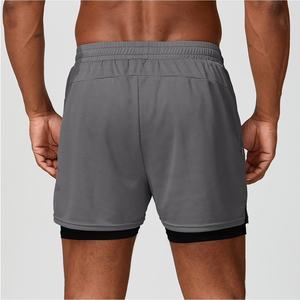 Pantalones cortos deportivos 2 en 1 de nailon y algodón de alta calidad, con doble capa y dobladillo dividido, para hombre, ideales para gimnasio y running. - Product Image 1