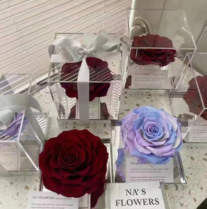 Wholesale Preserved flower acrylic Gift Box Valentine's Day gift for girlfriend super big single rose flower