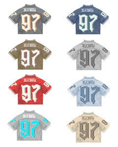 Tontons personalizado impreso transpirable de talla grande de malla Jersey Unisex Retro fútbol Boxy recortado Top en blanco fútbol moda - Product Image 1