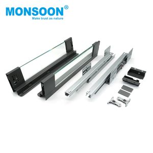 Système de glissières de tiroir de 167 mm de hauteur, gris, Ultbox-Standard, glissières en verre à double paroi pour tiroir de rangement profond pour armoire de cuisine - Product Image 6