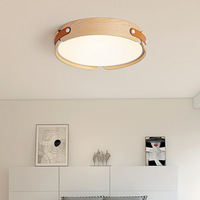 Lampu Plafon LED Akrilik Kayu Bulat Modern Skandinavia IP65 Gaya Wabi-sabi Jepang Warna Walnut untuk Kamar Tidur