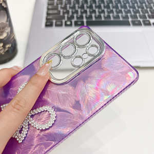 Funda para iPhone 16 con Lazo de Diamantes de Imitación, Protección de Lente de TPU, Cobertura Total, Diseño Electrochapado en Gris Plateado - Product Image 2