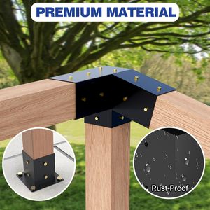 Kit de base de <span class=keywords><strong>poteau</strong></span> extérieur <span class=keywords><strong>pour</strong></span> gazebo Pergolas Support de toit incliné à 15 ° Quincaillerie de pergola à 75 ° Poutre en <span class=keywords><strong>bois</strong></span> Sunroom <span class=keywords><strong>Carport</strong></span> Cabin - Product Image 6