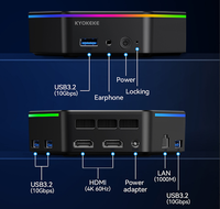 Mini PC N150 RGB Directo de Fábrica, 16 GB de RAM + 512 GB SSD, Win11 Pro, Impresionante Iluminación Aurora, Perfecto para Juegos y Oficina