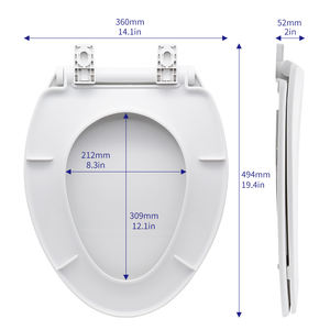 Siège de Toilettes Allongé Moderne en PP Plastique Forme en V, Facile à Nettoyer, Installation Simple, <span class=keywords><strong>Abattant</strong></span> à Fermeture Silencieuse, Fonction de Fermeture Lente pour Salle de Bain - Product Image 6