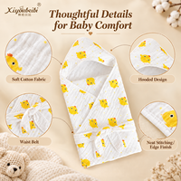 Couverture d'emmaillotage pour bébé à capuche 100 % coton 90x90 cm avec ceinture de maintien pour nouveau-né – Vente en gros