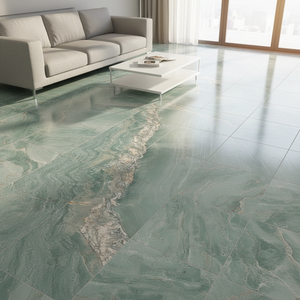 Dalle de quartzite vert poli de luxe, veinage naturel ondulé, finition haute brillance, carrelage en pierre naturelle moderne pour plateau de table à manger et mur intérieur - Product Image 6