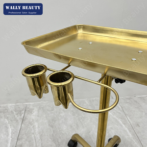 Nuovo Prodotto Wally Beauty 2025: Carrello da Salone Dorato con Vassoio Girevole in Acciaio Inossidabile - Product Image 1