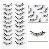 Lot de 10 paires de faux cils 3D volumineux effet vison, personnalisables avec logo, pour maquillage quotidien ou occasions spéciales, bande complète