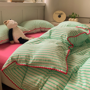 Juego de ropa de cama simple lavado, cubierta de sábana Ins de cuatro piezas, juego de tres piezas, relleno de algodón PP para aliviar el estrés - Product Image 4