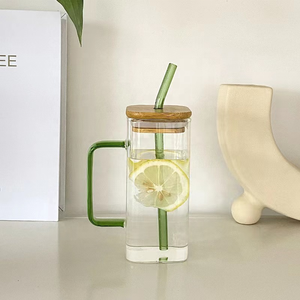 Vaso de Vidrio Ecológico Cuadrado Multicolor Transparente Resistente al Calor de 301-400 ml, Apto <span class=keywords><strong>para</strong></span> <span class=keywords><strong>Microondas</strong></span> y Lavavajillas, con Tapa, a Precio Económico - Product Image 1