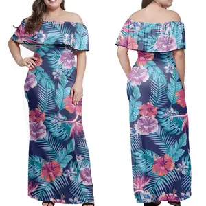 4XL Kleurrijke Bloemen Print Bloemen Night Jurk Voor Vet Dames Vrouwen Casual Lange Jurken Plus Size Een Schouder Casual Party jurk