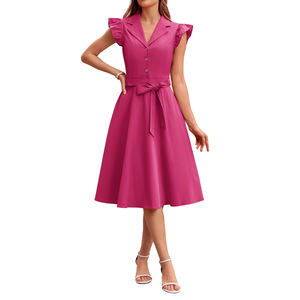 Abito Estivo 2026 Stile Europeo-Americano a Trapezio <span class=keywords><strong>con</strong></span> <span class=keywords><strong>Elegante</strong></span> <span class=keywords><strong>Scollo</strong></span> a V, Vestibilità Slim, Senza Maniche, Design Lungo da Donna in Poliestere - Product Image 4