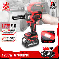 ONEVAN Kunci Impack Elektrik Tanpa Kabel Berkualitas Tinggi 1/2" Perkakas Listrik DIY 18V Baterai 1200N.M Torsi Maksimum
