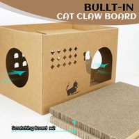 Grande maison de luxe pour chat en bambou/bois, 2 griffoirs amovibles en carton ondulé, lit-griffoir pour Noël/Halloween