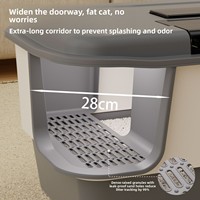 Bac à litière pour chat extra-large, entièrement fermé, en polypropylène, désodorisant, anti-odeurs, anti-éclaboussures, forme carrée