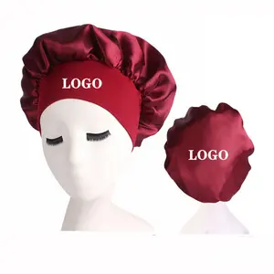 טובה איכות מדגם משלוח נשים שיער אביזרי סאטן משי מותאם אישית לוגו מצנפת
