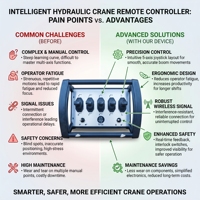 Contrôleur sans fil industriel pour excavatrice, grue, machines hydrauliques, joystick personnalisé, batterie rechargeable, 5 boutons, IP68