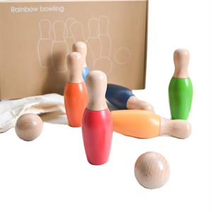 Lawn Bowling Games Wooden Backyard <strong>Skittles</strong> Yard Game Set with 10 Pins 3 Balls - Product Image 1