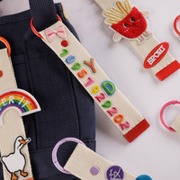 Patch en tissu polyester thermocollant pour porte-clés et pendentifs de sac, style INS, motif nom, couleur macaron coréenne, tissu brodé à ruban DIY