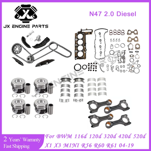 Kit de Réparation du Moteur N47, Chaîne de Distribution, Jeu de Coussinets de Bielle, Jeu de Joints de Piston pour <span class=keywords><strong>BMW</strong></span> 2.0 116d <span class=keywords><strong>318d</strong></span> 418d 520d X1 X3 X5 2.0L N47D20 Diesel - Product Image 2