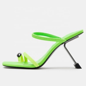 Stylish Women's <b>Clip</b> Toe Sandals High Heels Stiletto Dress Double Stretchy Straps Shoes Party Wedge Metal Heeled Pumps - Product Image 2