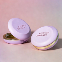 Boîtier compact rond mat rose vide pour poudre, capacité 5-6g, avec miroir, pour illuminateur cosmétique, emballage maquillage OEM ODM