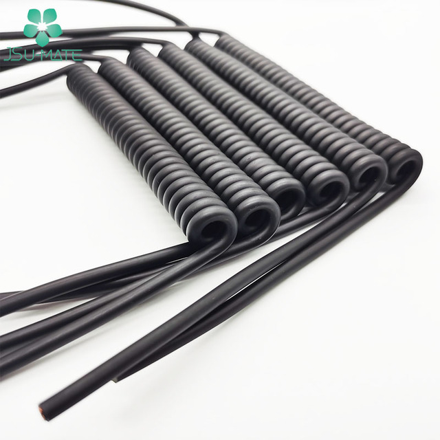 High Elasticity 18 20 22 24 26 28AWG Retractable PU/TPU Coiled Cable 2/3/4/5/6 Core TPU PU Spiral Cable