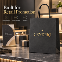 Sacs shopping personnalisés en papier kraft avec poignées en corde noire et logo doré pour la promotion de détail, l'emballage de marque et la vente en gros