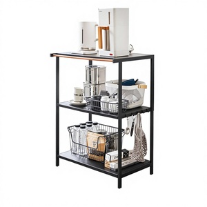 ชั้นวางของในครัวแบบตั้งพื้น 3 ชั้น วัสดุไม้และเหล็ก ดีไซน์ทันสมัย สำหรับจัดเก็บผักผลไม้ พร้อมที่ชาร์จไฟฟ้า ยี่ห้อ Aoyite - Product Image 1