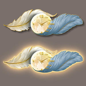 Hiện Đại Sang Trọng Lông Tường Nghệ Thuật Với Đèn LED In Ấn Ý Tưởng Đèn Bức Tranh Tường Sáng LED Ánh Sáng Sơn Với Đồng Hồ - Product Image 3