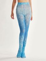 Collants érotiques blancs à imprimé floral bleu, à découpes, pour enfants, avec images lesbiennes, pour la vente en gros