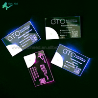 Cartes de visite personnalisées en acrylique transparent 3D avec impression gravée au laser, éclairage LED lumineux, 7 couleurs