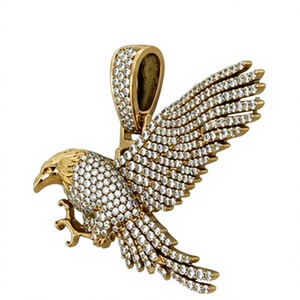 Orelia Iuxe Gold Plated Eagle Pendant Necklace <b>Iced</b> <b>Out</b> Zircon Brass <b>Chain</b> Jewelry Hip Hop for Men Gift - Product Image 2