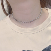 Argent 925 Original Total 11.45 Carat Brilliant Cut Diamond Test Passé Goutte D'eau Ovale Carré VVS1 Moissanite Collier pour Femmes