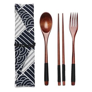 Di Động Thìa Gỗ Đũa Bộ Dao Kéo Phong Cách Nhật Bản Bộ Đồ Ăn Đẹp Quà Tặng Cho Du Lịch Thìa Đũa Vật Dụng Nhà Bếp - Product Image 4